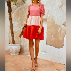 SHEIN Cut And Sew Flounce Sleeve Babydoll Dress